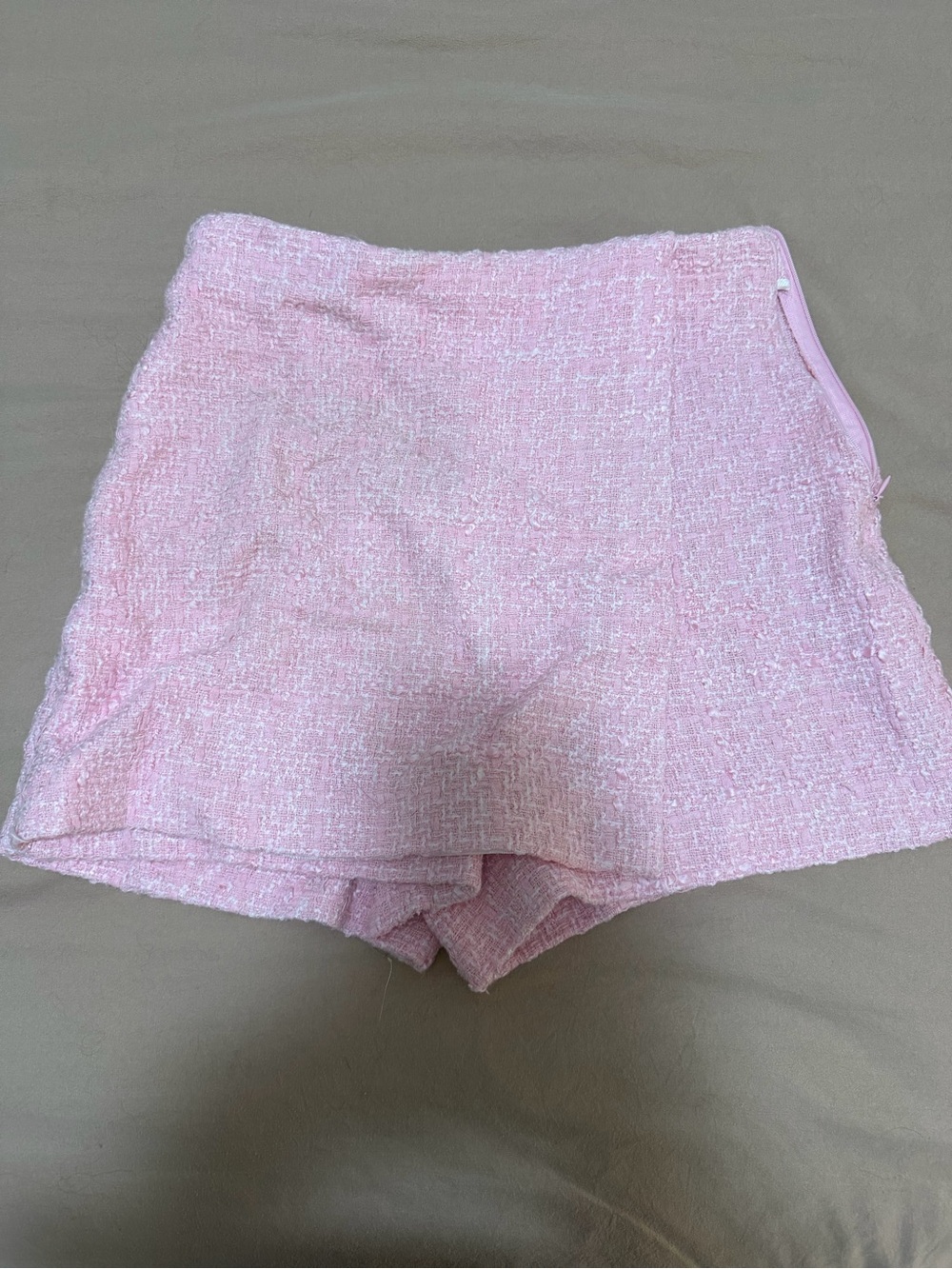 Zara Pink Tweed High-Waist Skort